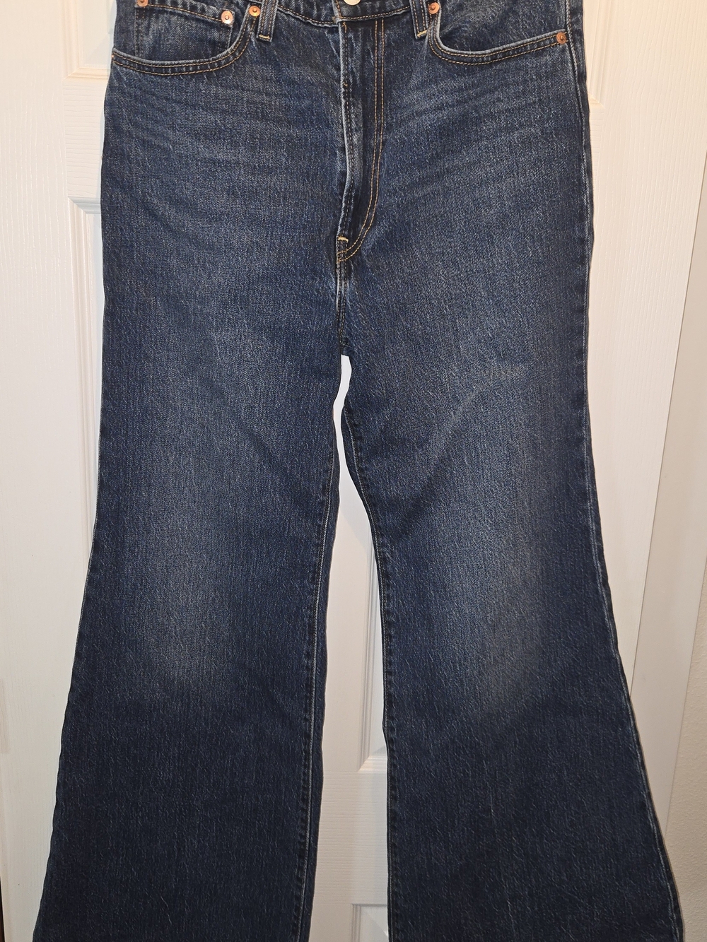 Levi's Ribecage Bell Dark Blue Flared Wide-Leg Jeans